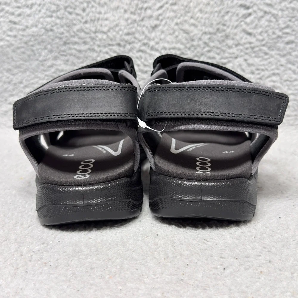 Ecco Onroads Mens Size 10 Sandals Shoes Black Leather Adjustable